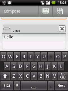 Write subject and text for your email message.Press the send icon.