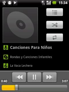 To fast forward or rewind the current audio file:Press and hold double arrow right or double arrow left.