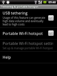 Press USB tethering to turn on tethering.