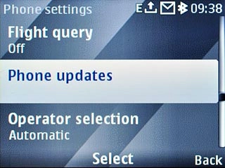 Scroll to Phone updates and press the Navigation key.
