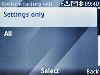 Highlight Settings only or All and press the Navigation key.
