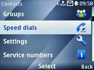 Scroll to Speed dials and press the Navigation key.