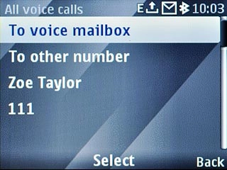 Scroll to To voice mailbox and press the Navigation key.