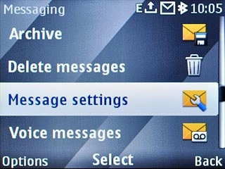 Scroll to Message settings and press the Navigation key.