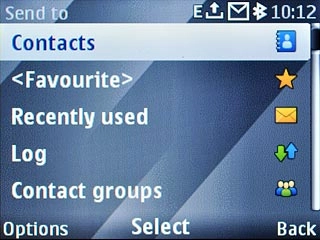 Scroll to Contacts and press the Navigation key.