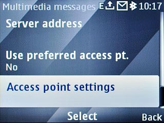 Scroll to Access point settings and press the Navigation key.