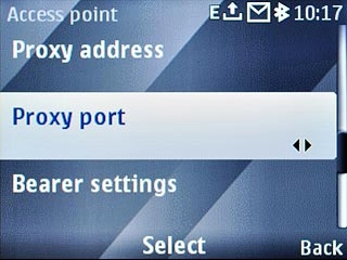 Scroll to Proxy port and press the Navigation key.