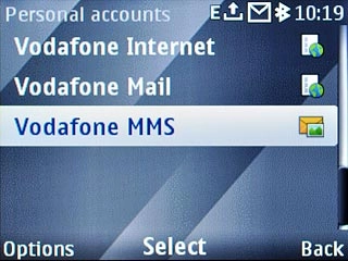 Scroll to Vodafone MMS and press Options.