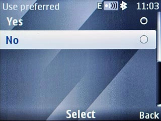 Scroll to No and press the Navigation key.