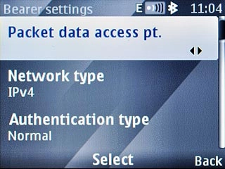 Scroll to Packet data access pt. and press the Navigation key.