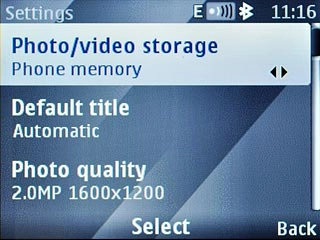 Scroll to Photo/video storage and press the Navigation key.