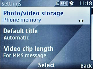 Scroll to Photo/video storage and press the Navigation key.