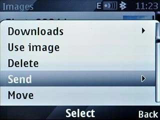 Scroll to Send and press the Navigation key.