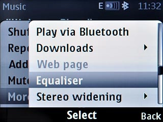 Scroll to Equaliser and press the Navigation key.