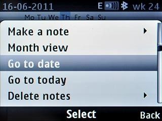 Scroll to Go to date and press the Navigation key.