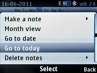 Scroll to Go to today and press the Navigation key.