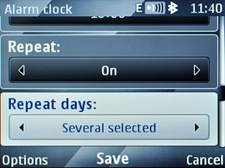 Scroll to Repeat days and press Navigation key right.