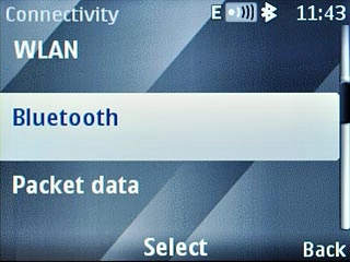 Scroll to Bluetooth and press the Navigation key.