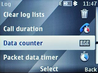 Scroll to Data counter and press the Navigation key.