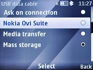 Scroll to Nokia Ovi Suite and press the Navigation key.