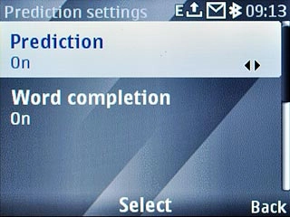 Scroll to Prediction and press the Navigation key.
