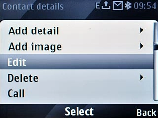 Scroll to Edit and press the Navigation key.