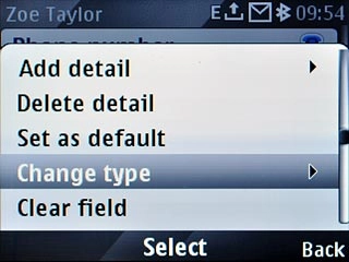 Scroll to Change type and press the Navigation key.