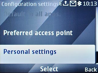 Scroll to Personal settings and press the Navigation key.
