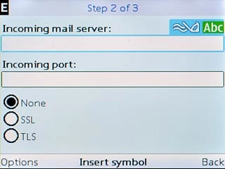 Scroll to Incoming mail server and key in the name or the IP address of your email provider's incoming server.