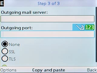 Scroll to Outgoing port and key in 25