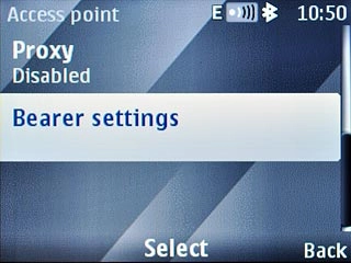 Scroll to Bearer settings and press the Navigation key.