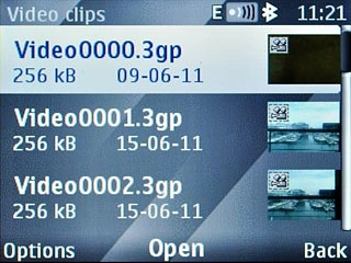 Highlight the required video clip and press the Navigation key.