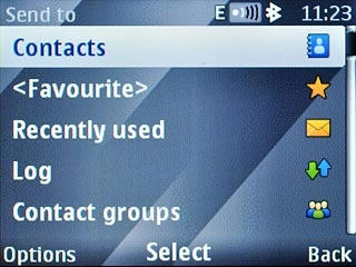 Scroll to Contacts and press the Navigation key.