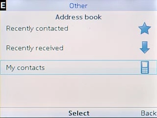 Scroll to My contacts and press the Navigation key.