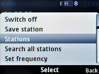 Scroll to Stations and press the Navigation key.