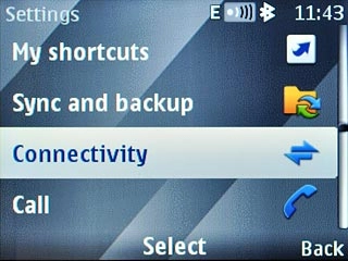 Scroll to Connectivity and press the Navigation key.