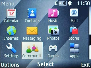 Scroll to Communit. and press the Navigation key.