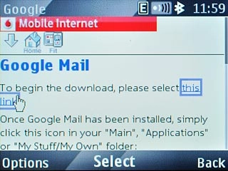 Scroll to this link and press the Navigation key.Wait a moment while the application is downloaded and installed.