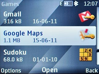 Scroll to Google Maps and press the Navigation key.