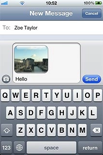 Write the text for your picture message.Press Send.