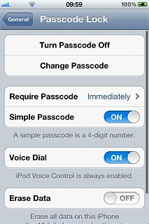 Press Turn Passcode Off.Key in your phone lock code.