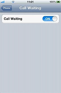 Press the indicator next to Call Waiting.Depending on the current setting, the function is turned on or off.