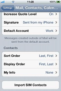 Press Import SIM Contacts.
