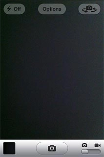 If the camera is turned on:Press the indicator in the bottom right corner of the display and drag it right.