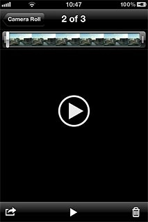 Press the field in the top left corner of the display to return to the list of pictures and video clips.
