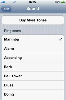 Once you've found an alarm tone you like, press Back.