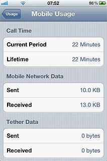 View your data usage below Mobile Network Data.