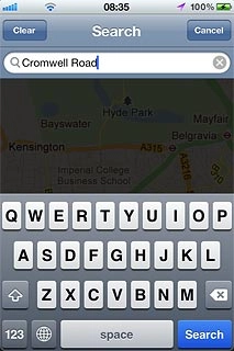 Key in the required destination and press Search.