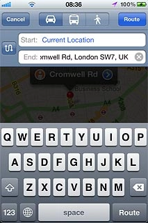 Press the required mode of transportation next to Route.