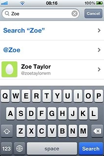 Press the required Twitter contact.